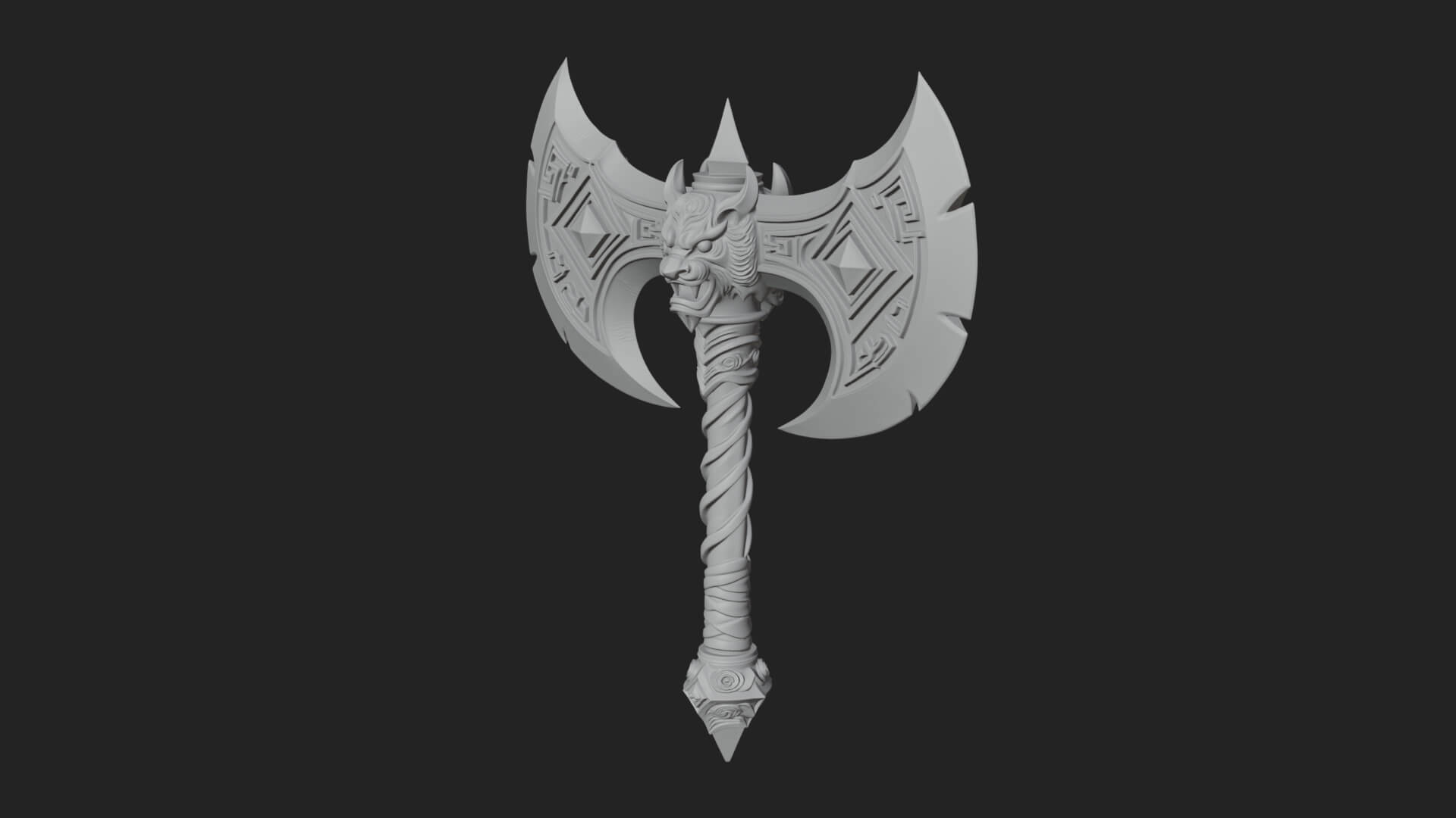 Horned Demon Skull Axe Model Design 6 3D Print Model 3D Model