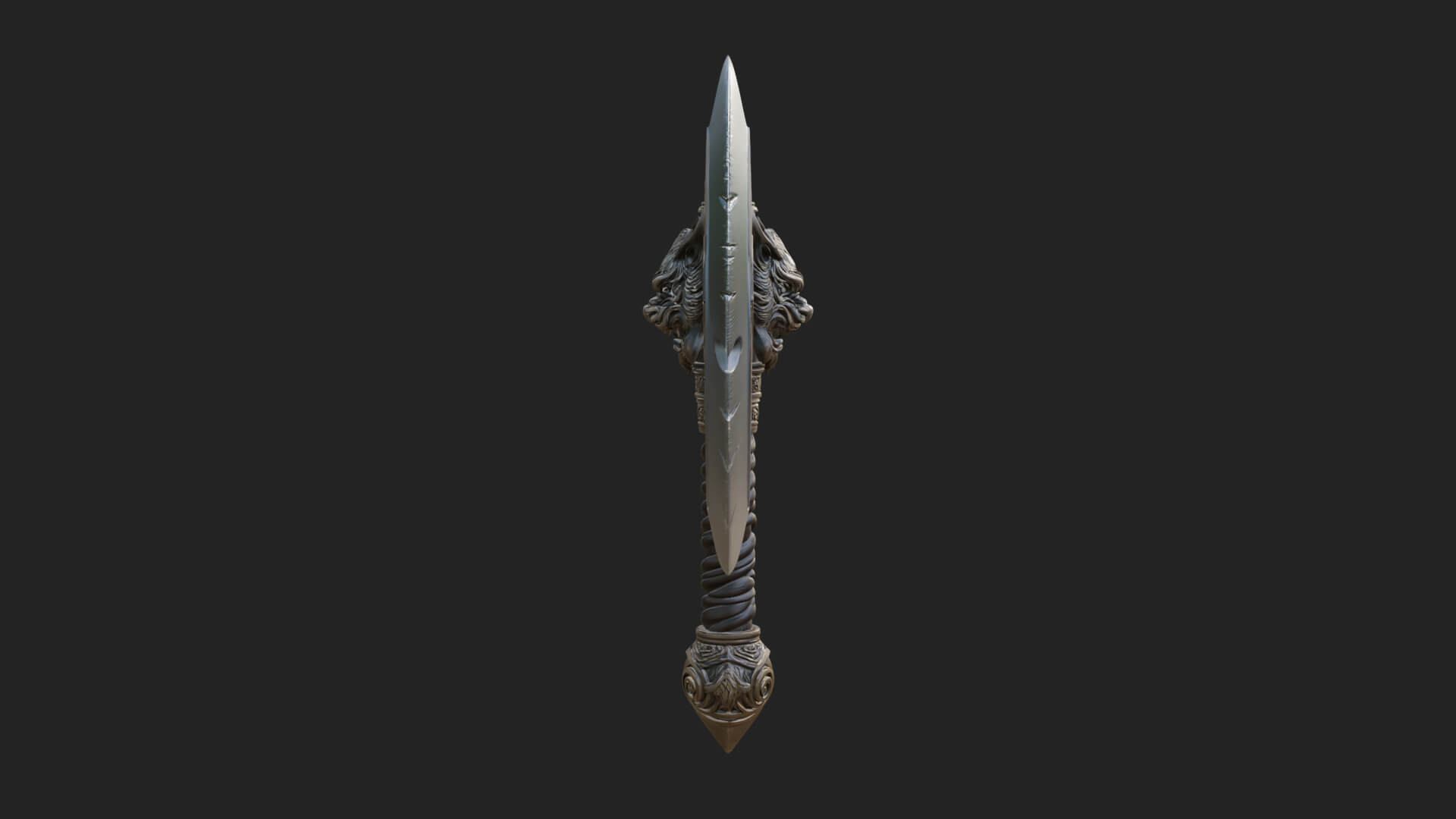 Horned Demon Skull Axe Model Design 7 3D Print Model 3D Model