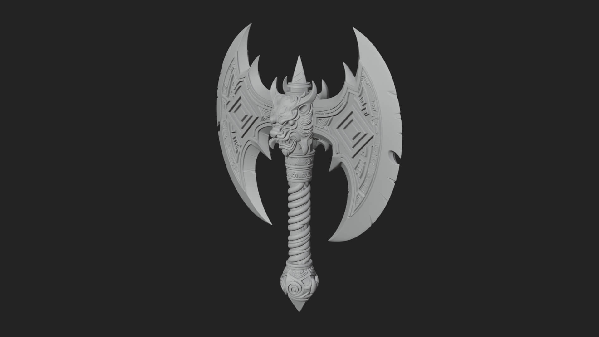 Horned Demon Skull Axe Model Design 7 3D Print Model 3D Model