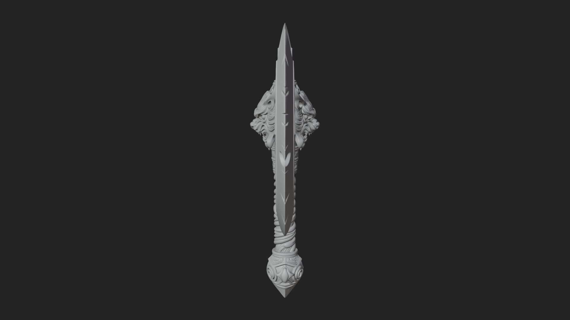 Horned Demon Skull Axe Model Design 7 3D Print Model 3D Model