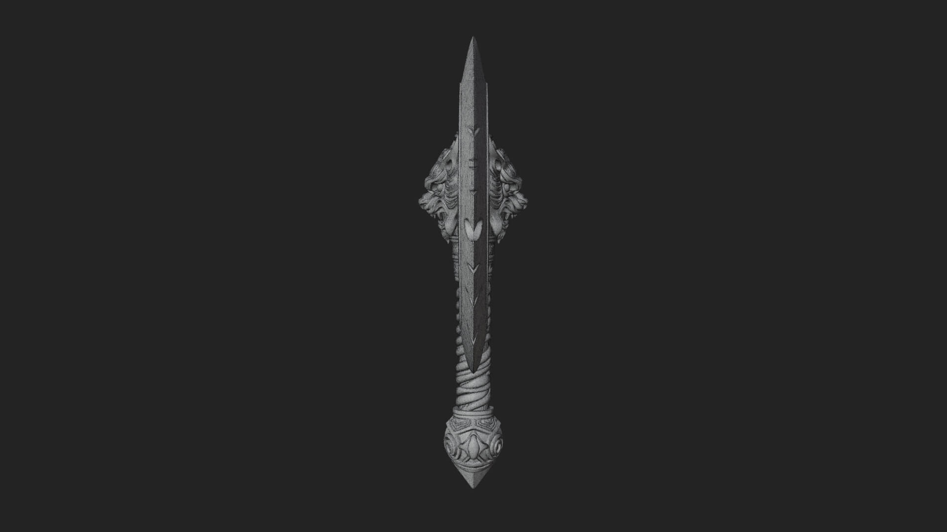 Horned Demon Skull Axe Model Design 7 3D Print Model 3D Model