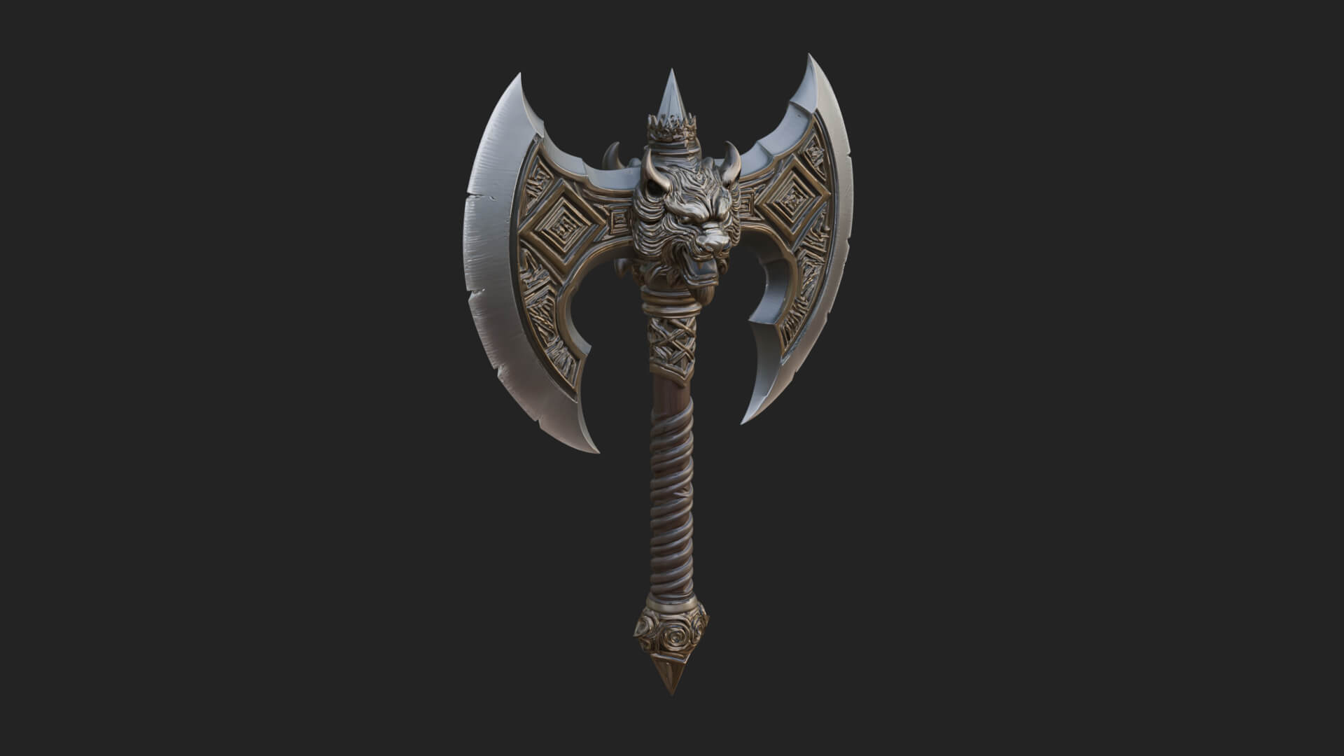 Horned Demon Skull Axe Model Design 8 3D Print Model 3D Model