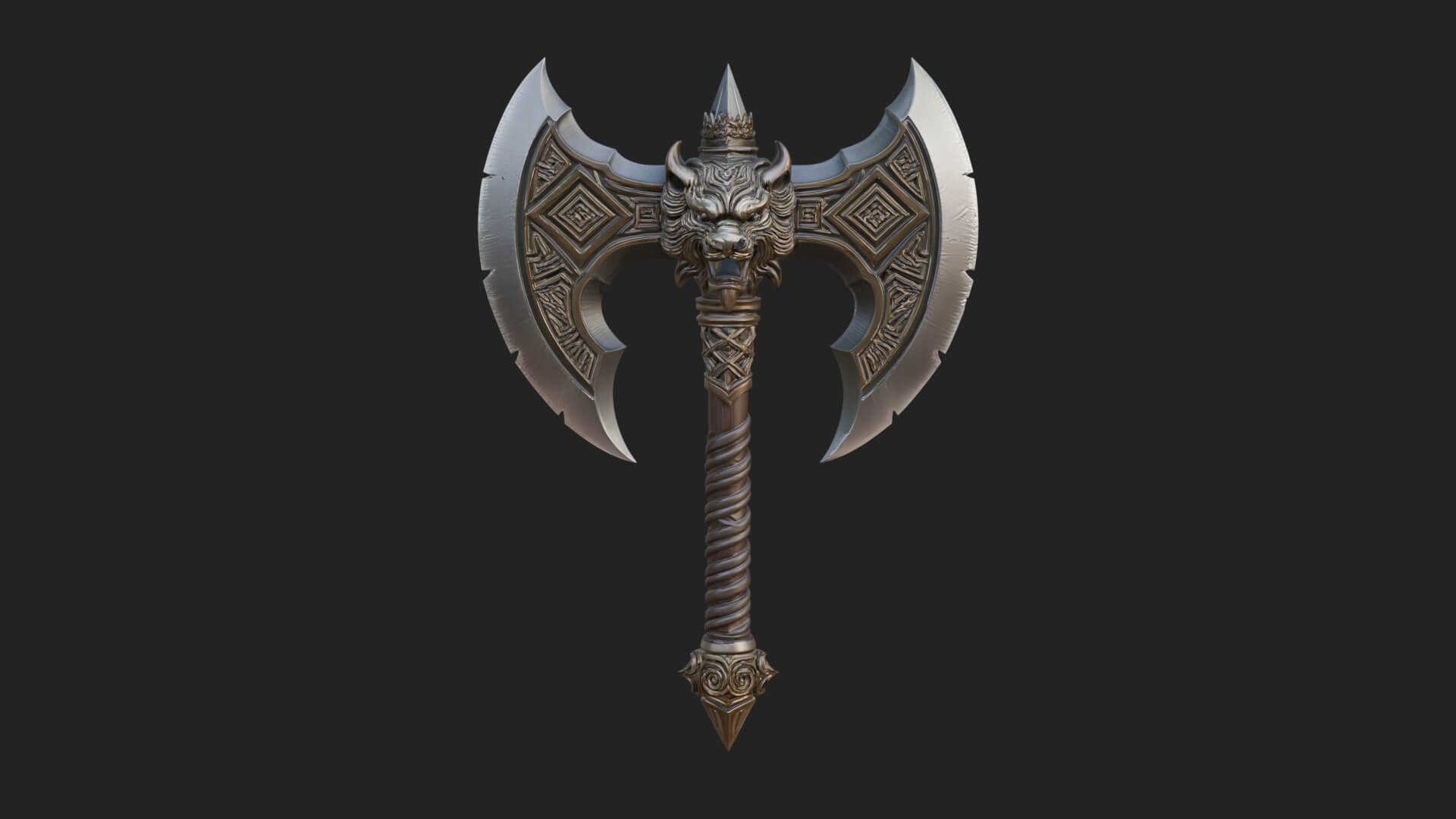 Horned Demon Skull Axe Model Design 8 3D Print Model 3D Model