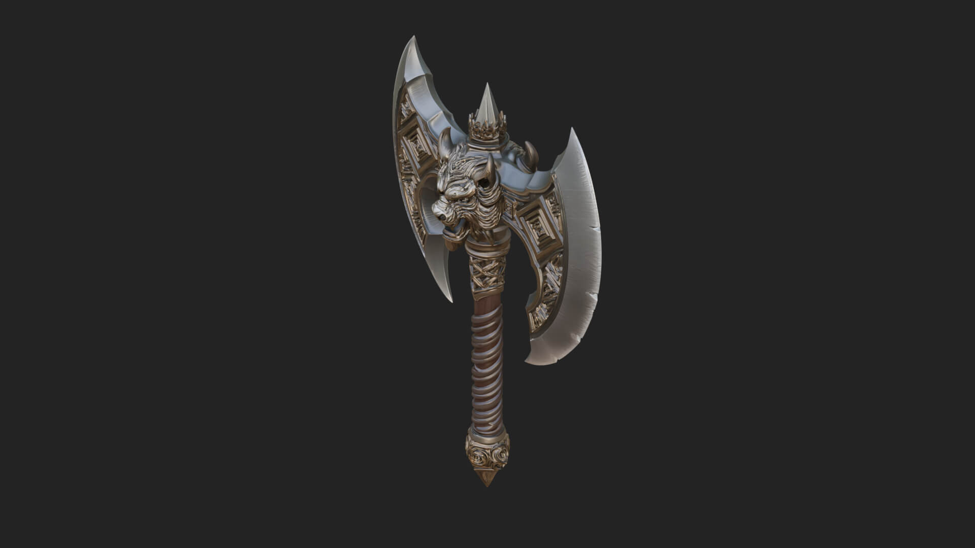Horned Demon Skull Axe Model Design 8 3D Print Model 3D Model
