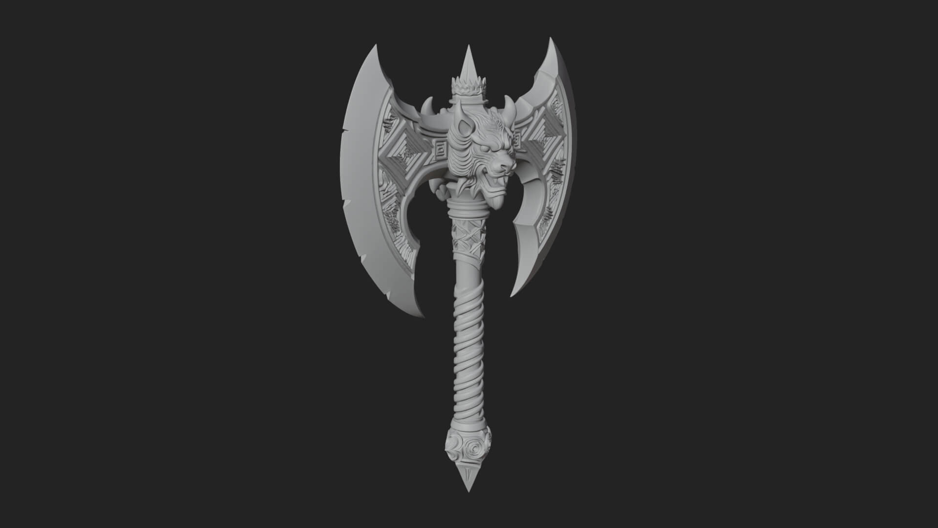 Horned Demon Skull Axe Model Design 8 3D Print Model 3D Model