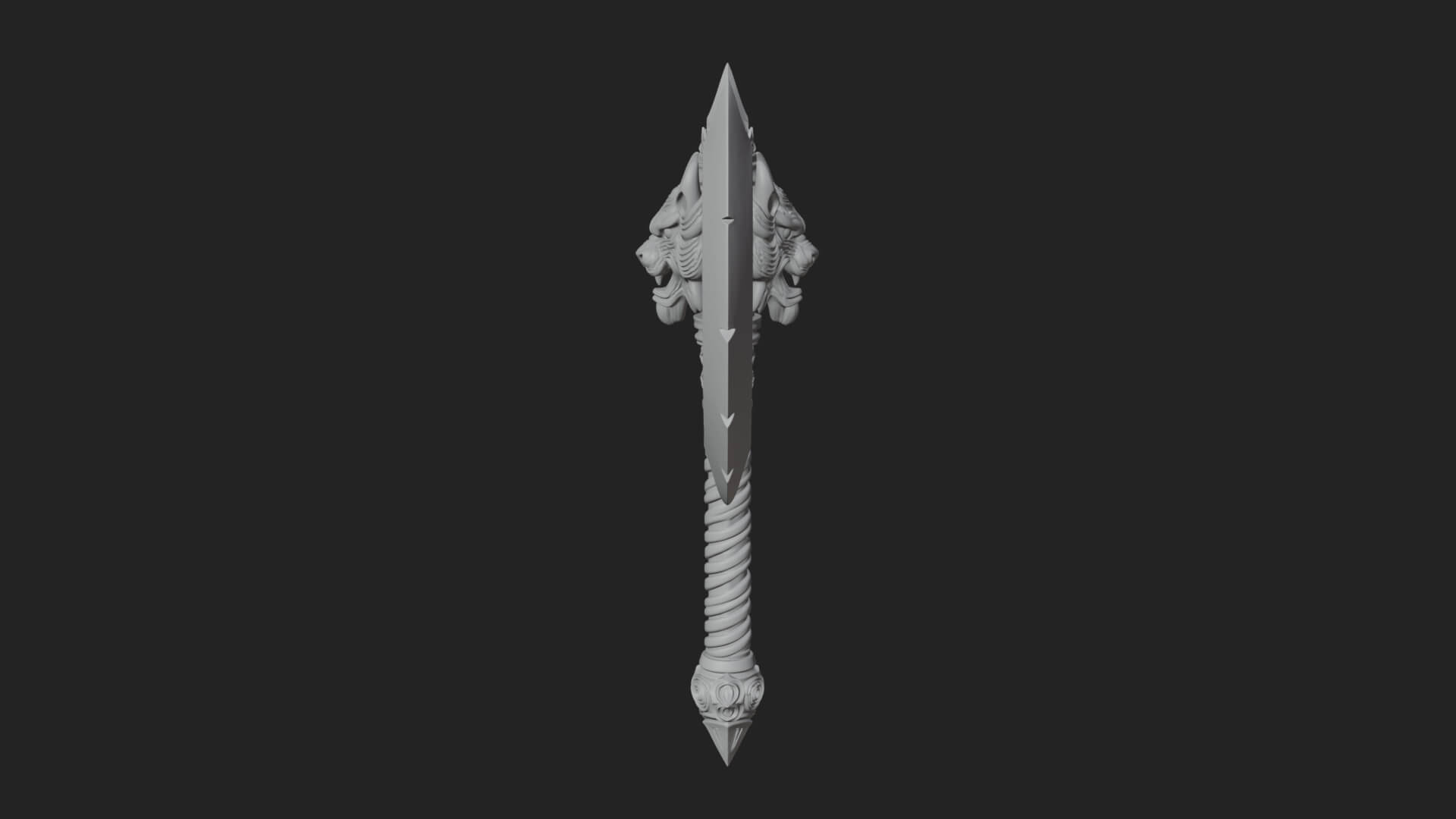 Horned Demon Skull Axe Model Design 8 3D Print Model 3D Model