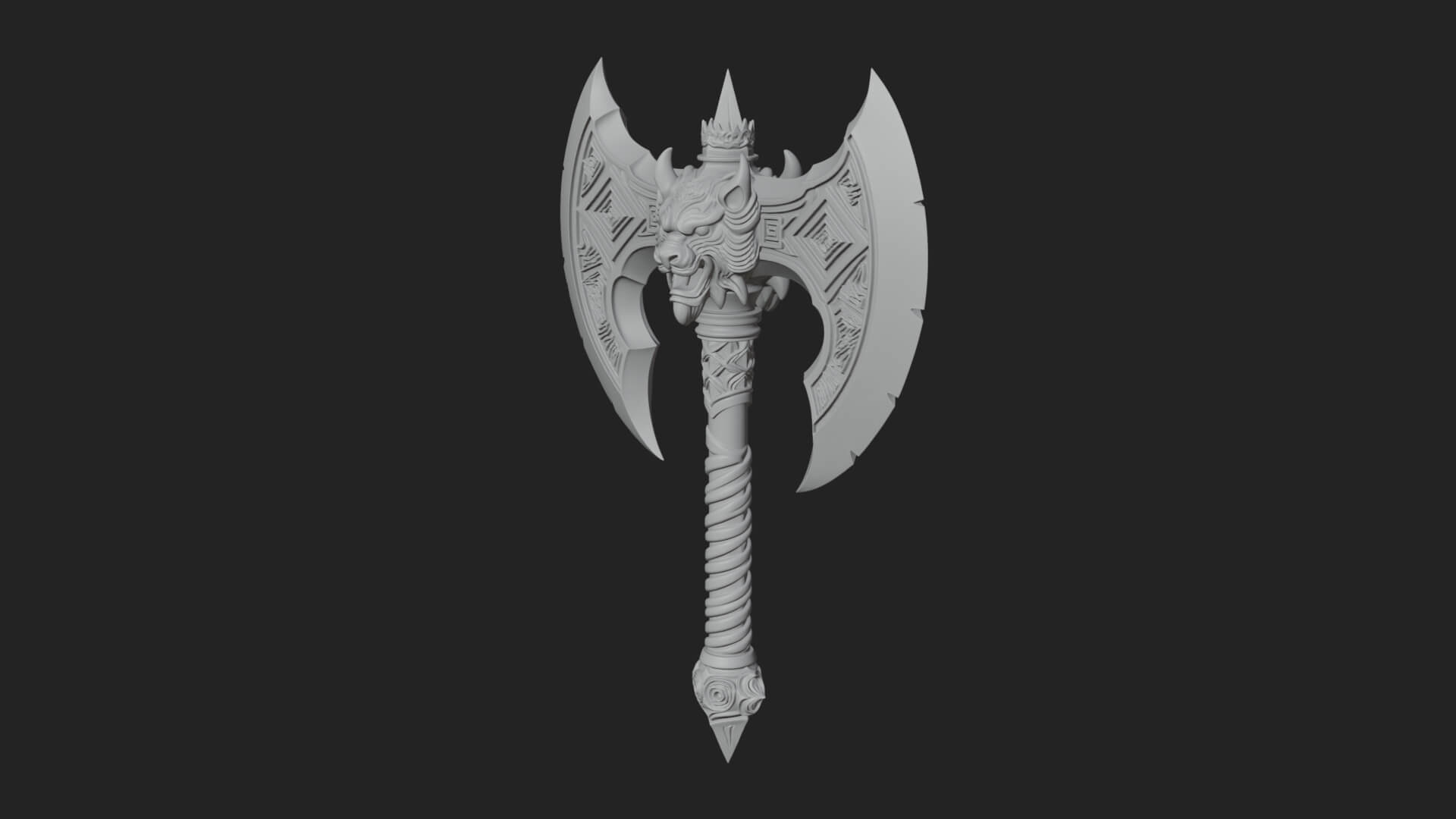 Horned Demon Skull Axe Model Design 8 3D Print Model 3D Model