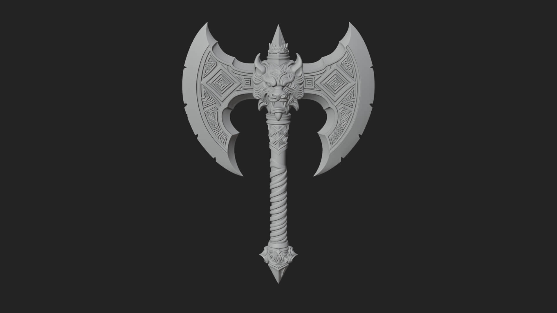 Horned Demon Skull Axe Model Design 8 3D Print Model 3D Model