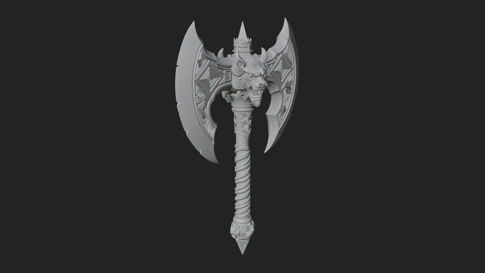 Horned Demon Skull Axe Model Design 8 3D Print Model 3D Model