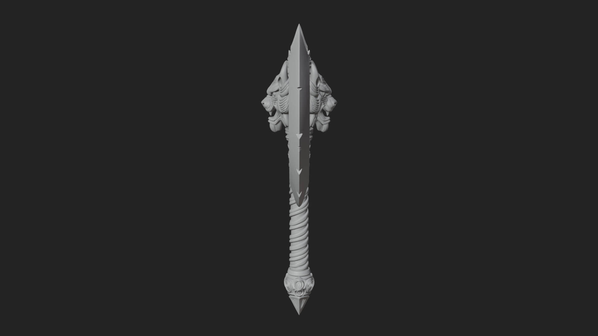 Horned Demon Skull Axe Model Design 8 3D Print Model 3D Model
