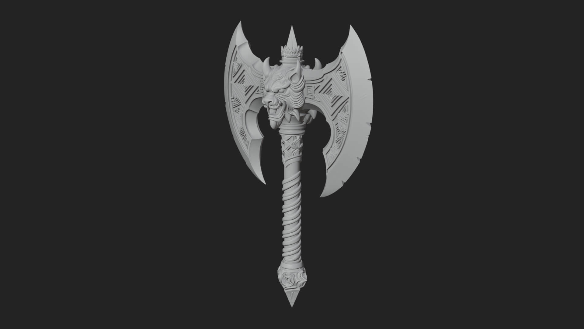 Horned Demon Skull Axe Model Design 8 3D Print Model 3D Model