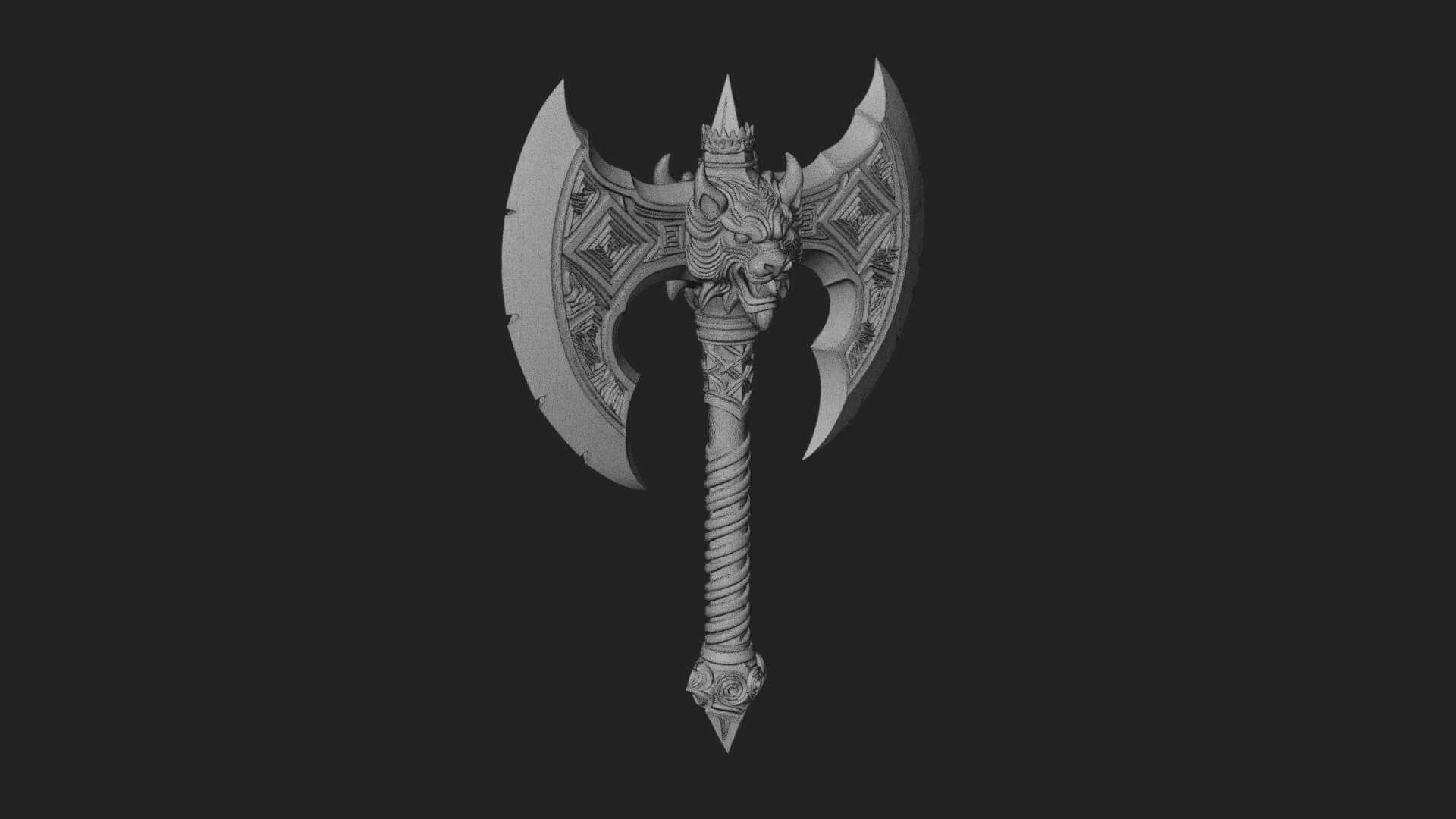 Horned Demon Skull Axe Model Design 8 3D Print Model 3D Model