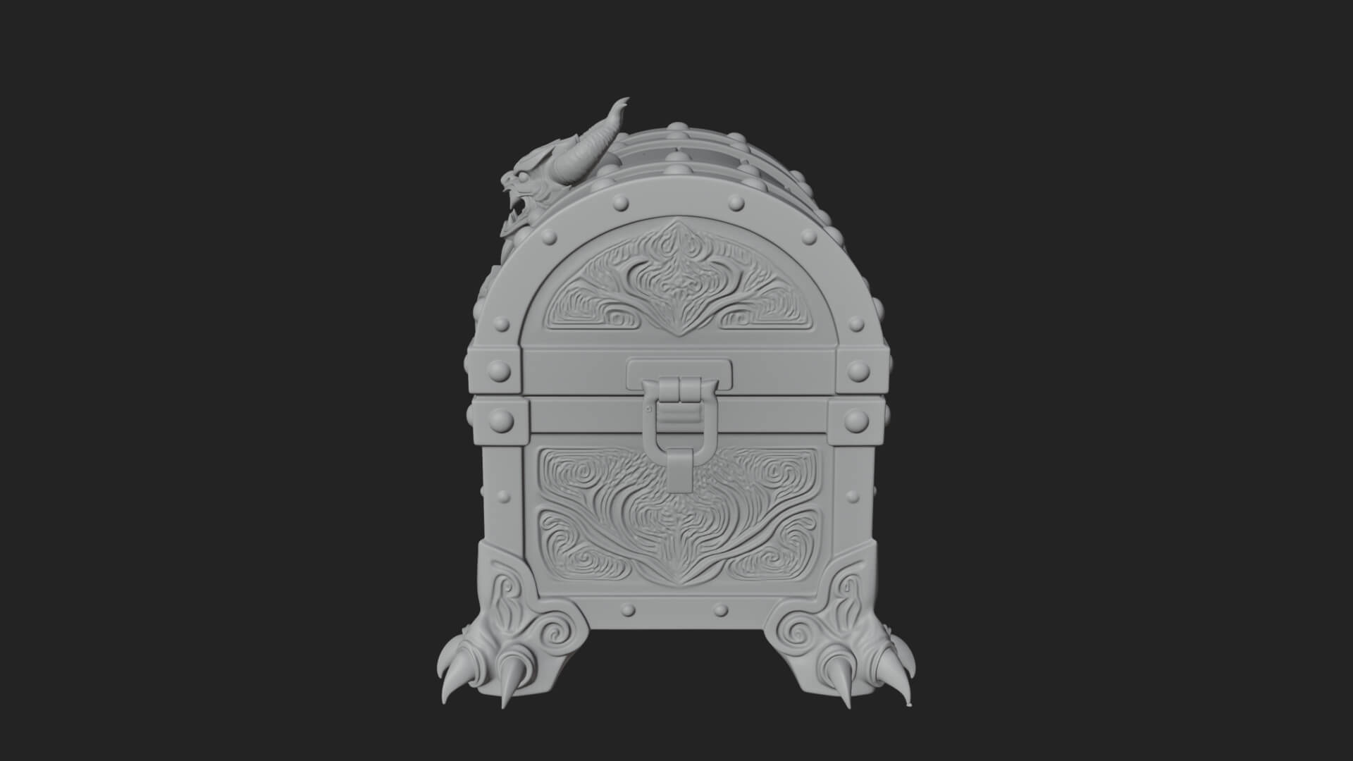 Horned Demon Treasure Chest Model Design 1 3D Print Model 3D Model