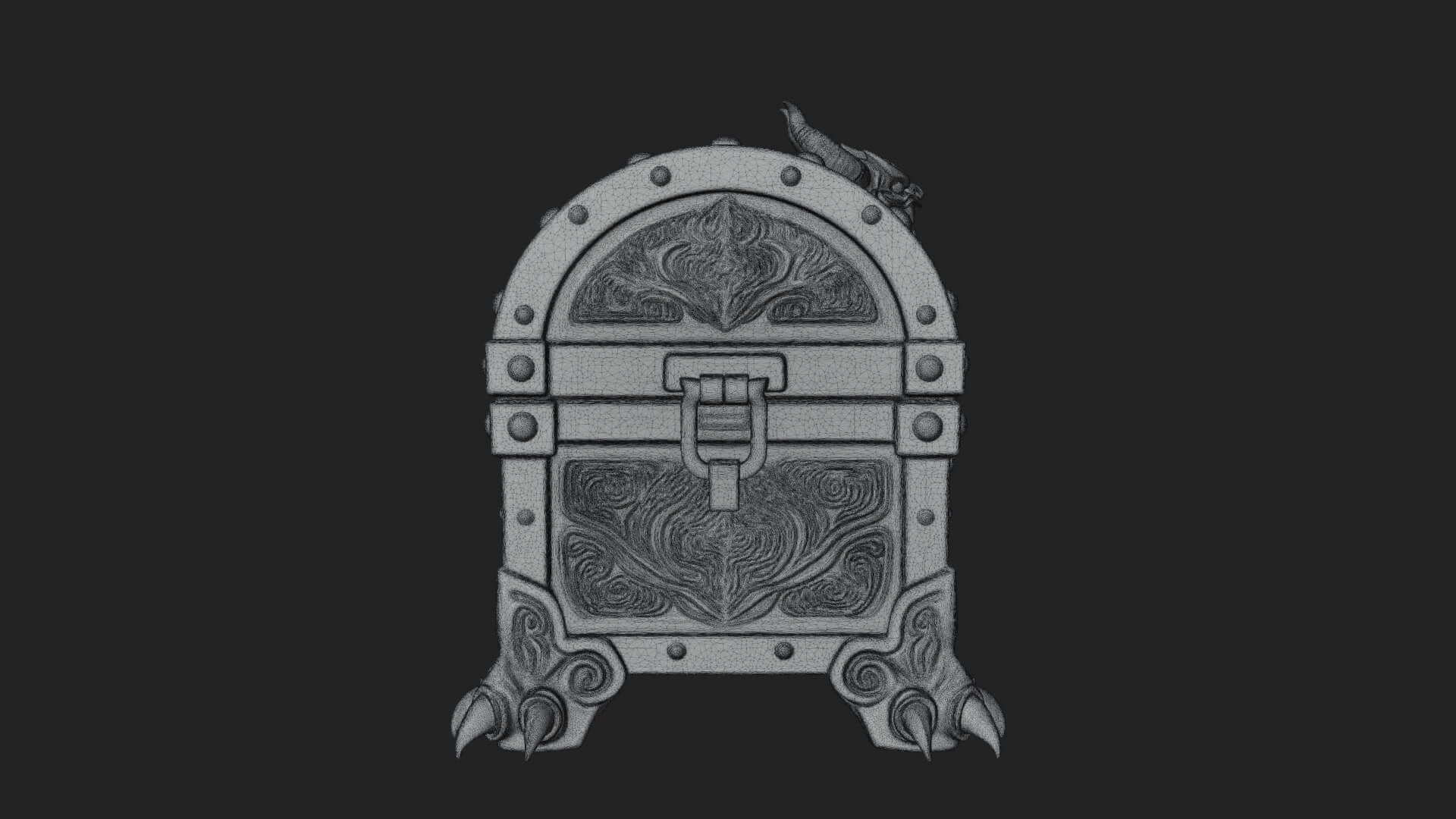 Horned Demon Treasure Chest Model Design 1 3D Print Model 3D Model