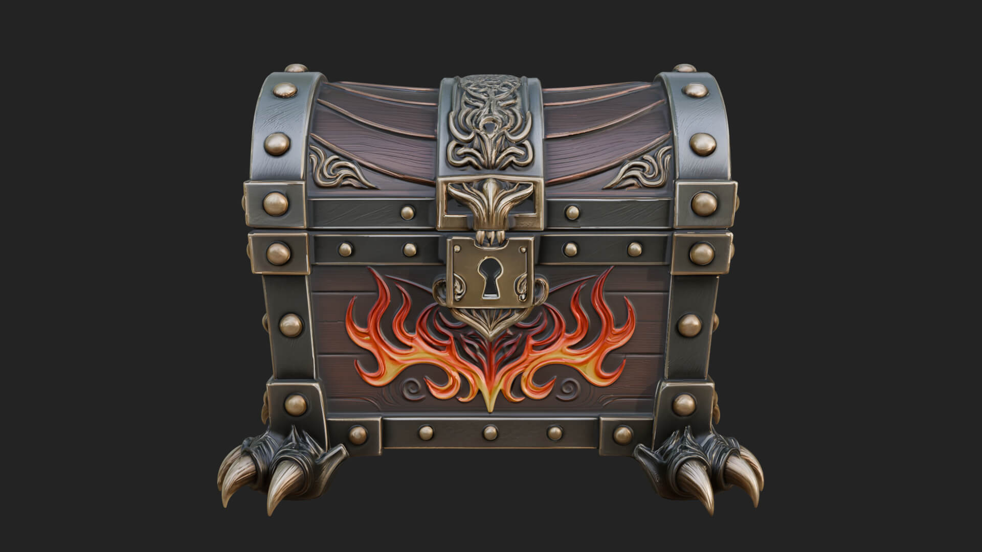 Horned Demon Treasure Chest Model Design 2 3D Print Model 3D Model