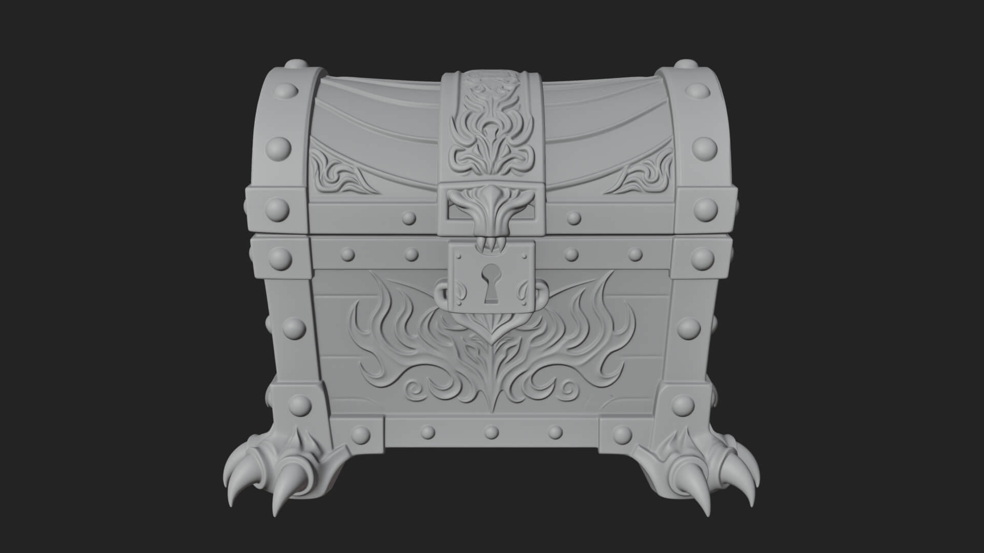Horned Demon Treasure Chest Model Design 2 3D Print Model 3D Model