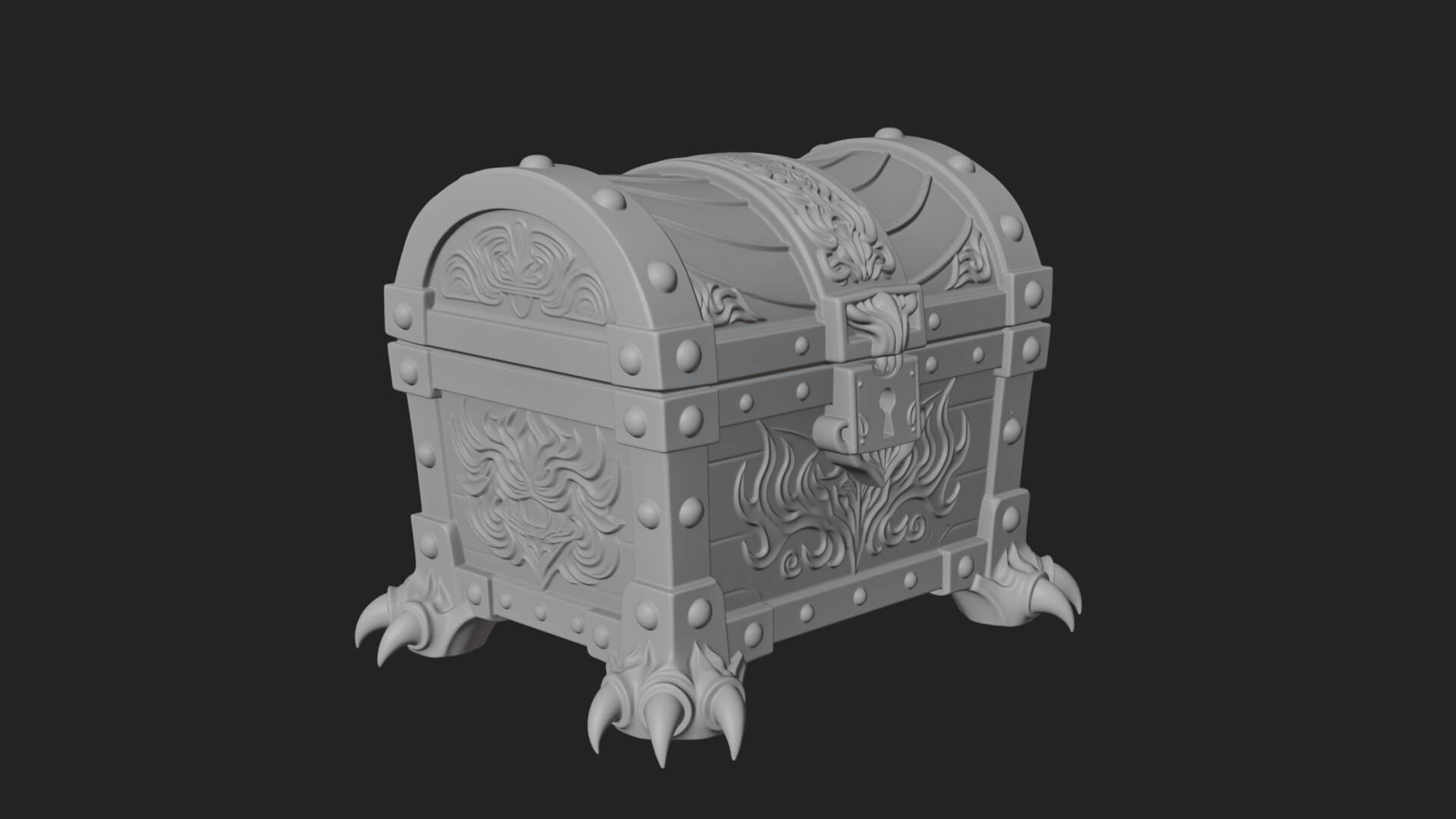 Horned Demon Treasure Chest Model Design 2 3D Print Model 3D Model