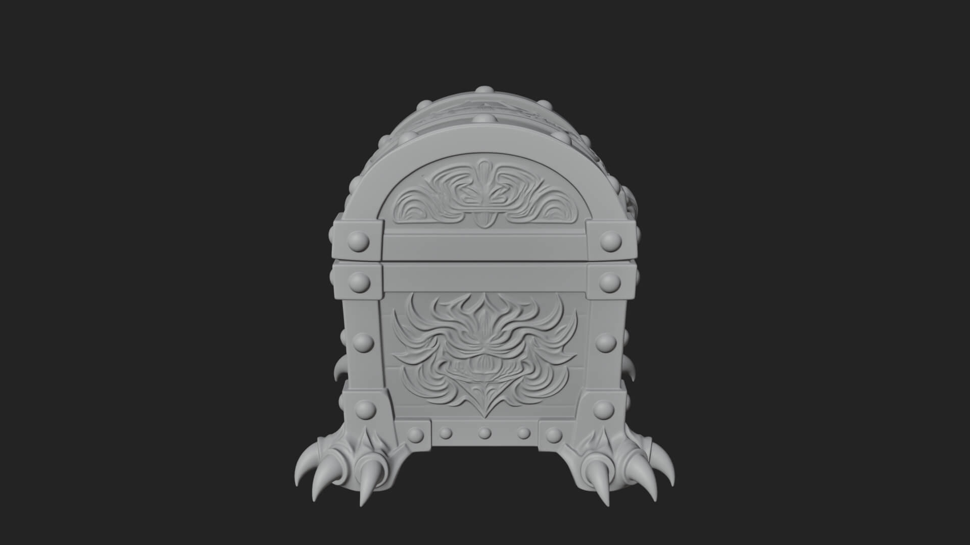 Horned Demon Treasure Chest Model Design 2 3D Print Model 3D Model