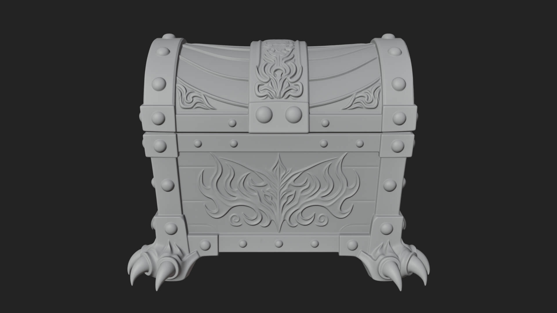 Horned Demon Treasure Chest Model Design 2 3D Print Model 3D Model