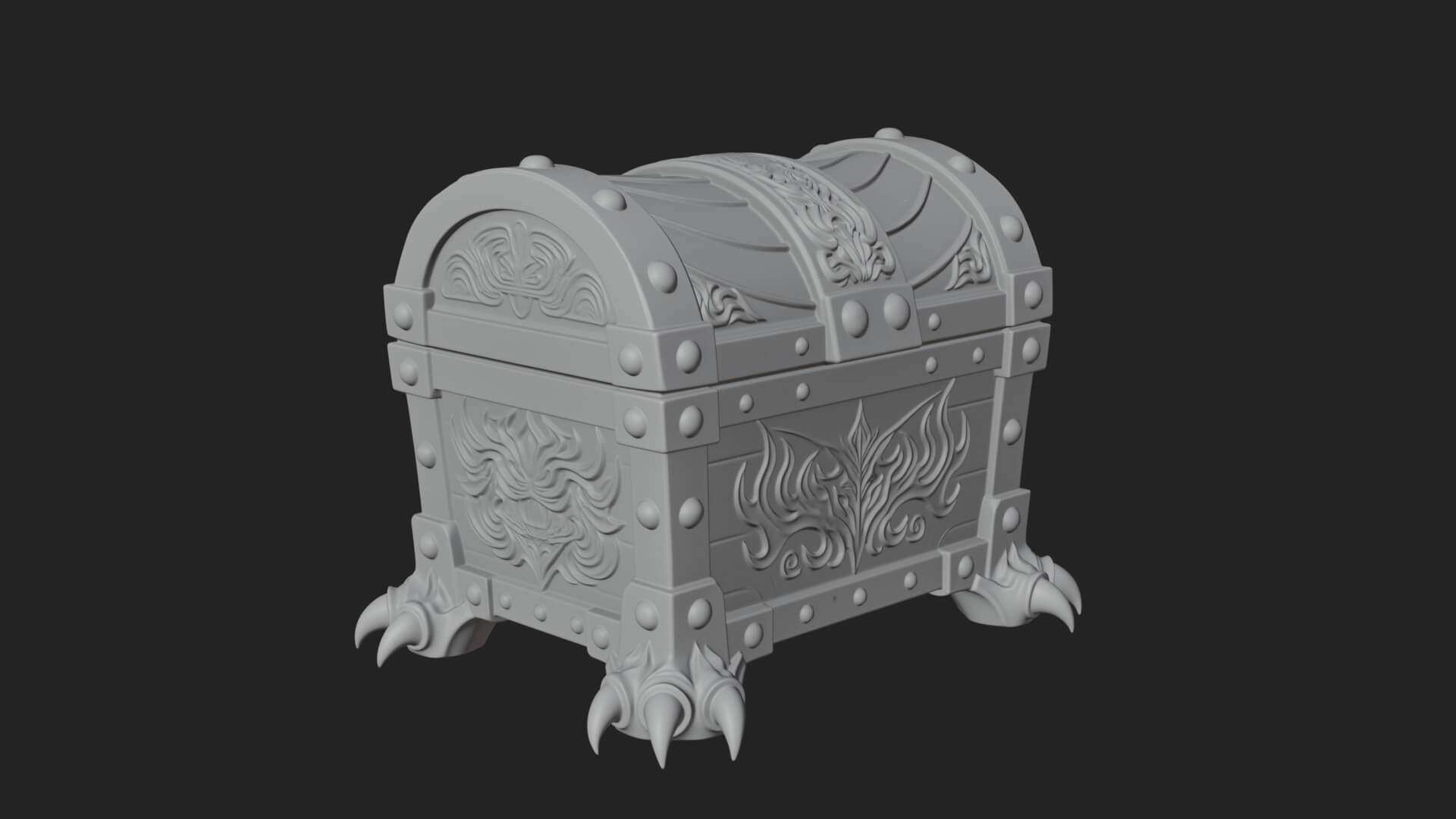 Horned Demon Treasure Chest Model Design 2 3D Print Model 3D Model