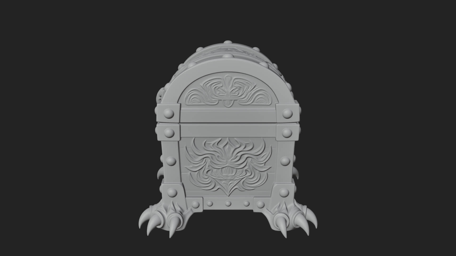Horned Demon Treasure Chest Model Design 2 3D Print Model 3D Model