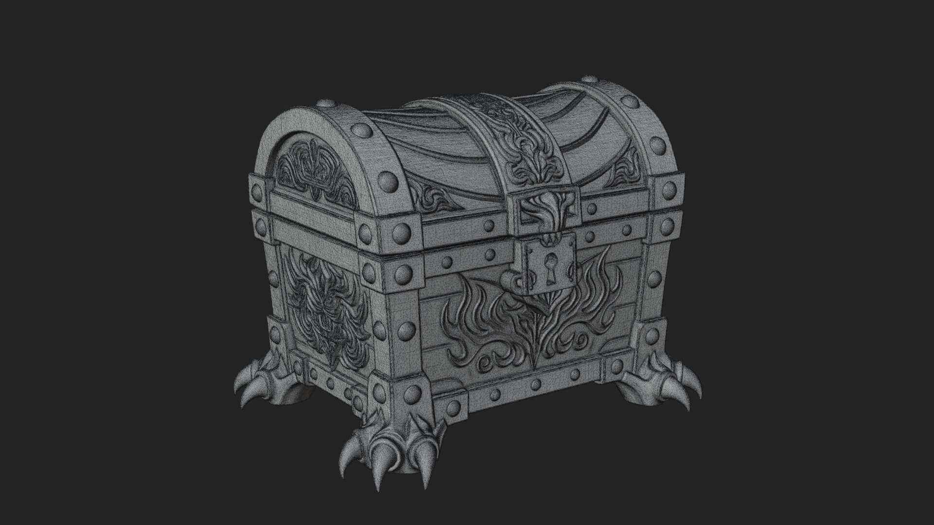 Horned Demon Treasure Chest Model Design 2 3D Print Model 3D Model