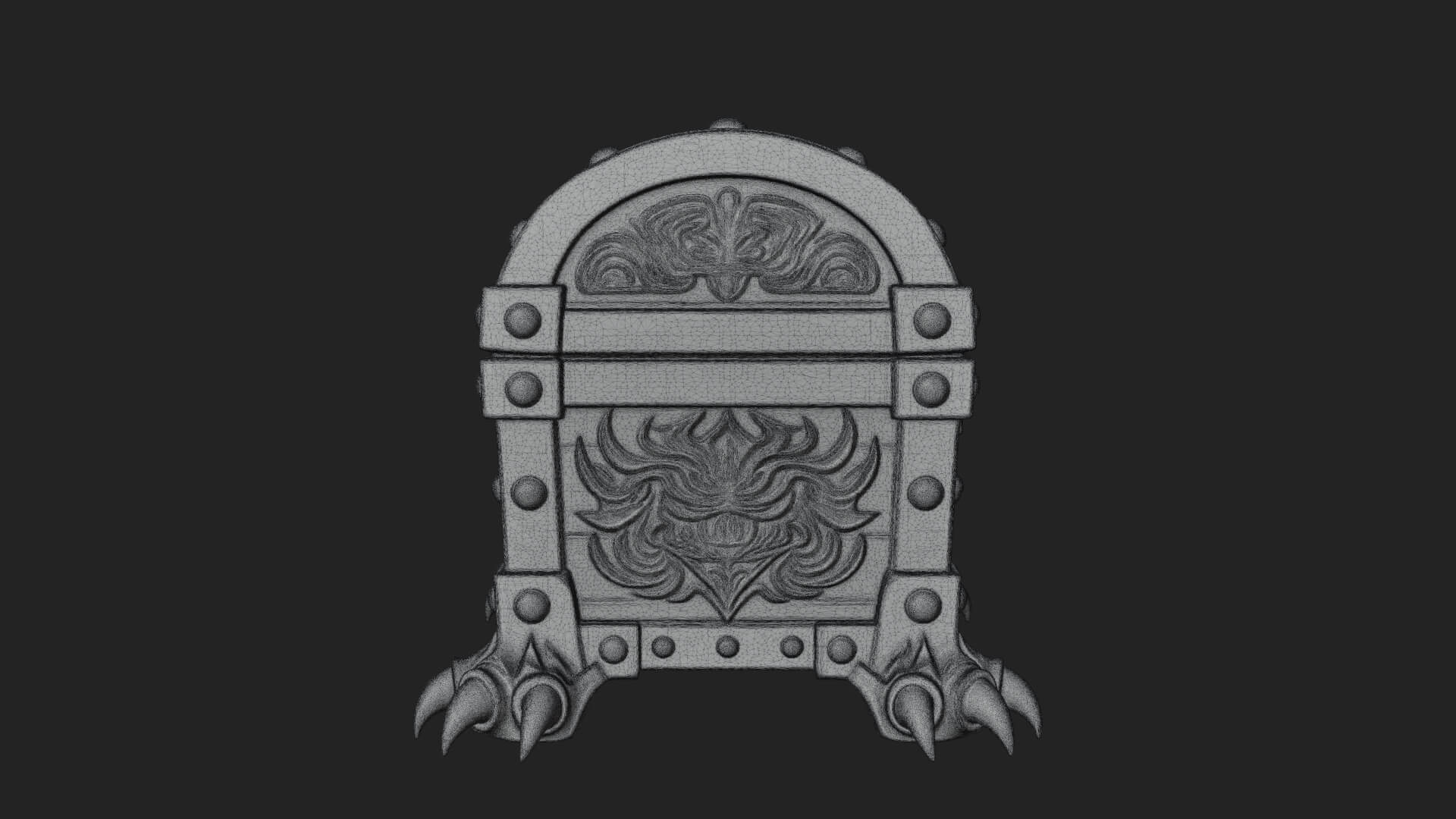 Horned Demon Treasure Chest Model Design 2 3D Print Model 3D Model