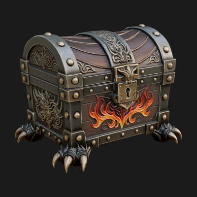 Horned Demon Treasure Chest Model Design 2 3D Print Model