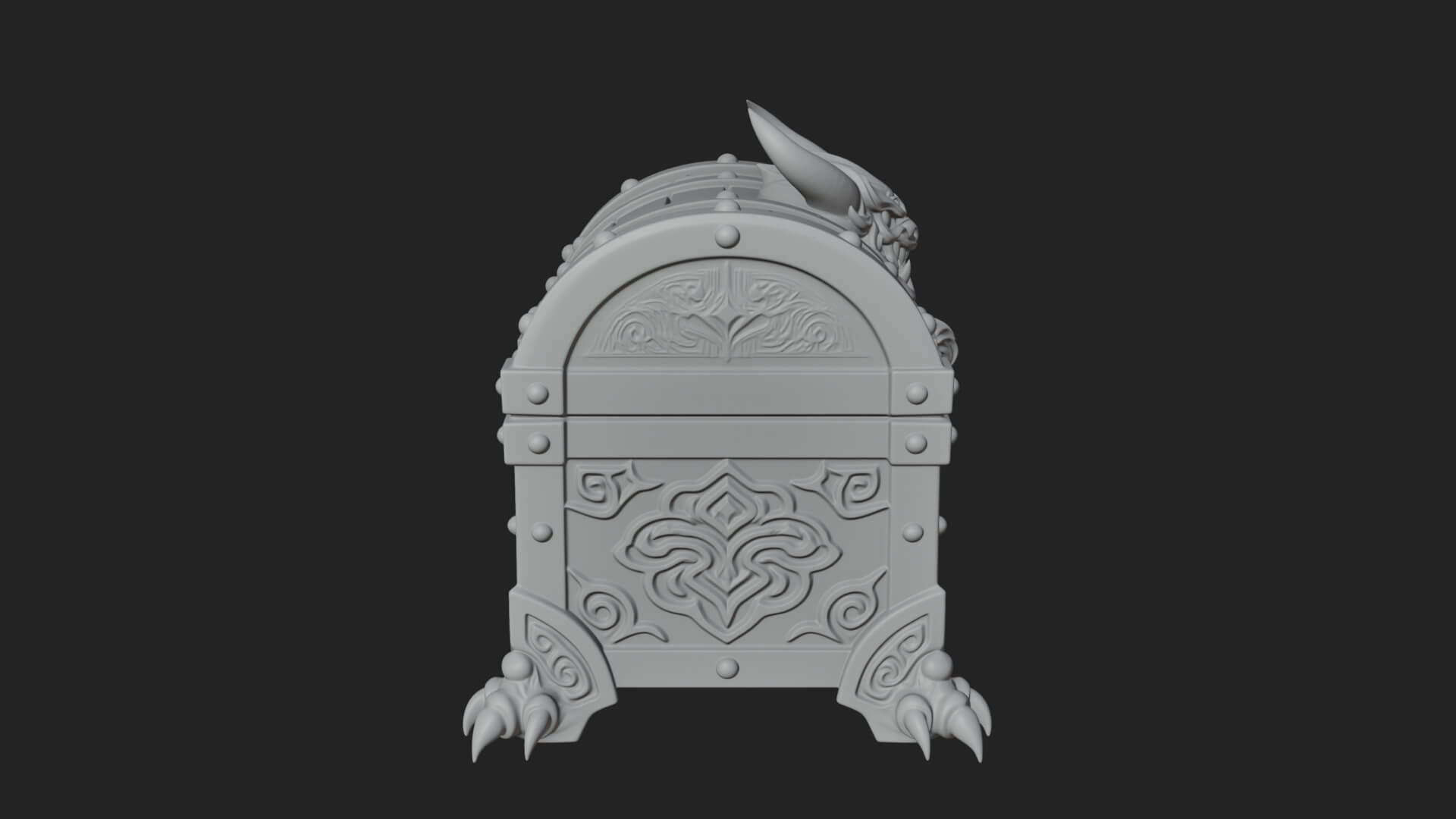 Horned Demon Treasure Chest Model Design 3 3D Print Model 3D Model