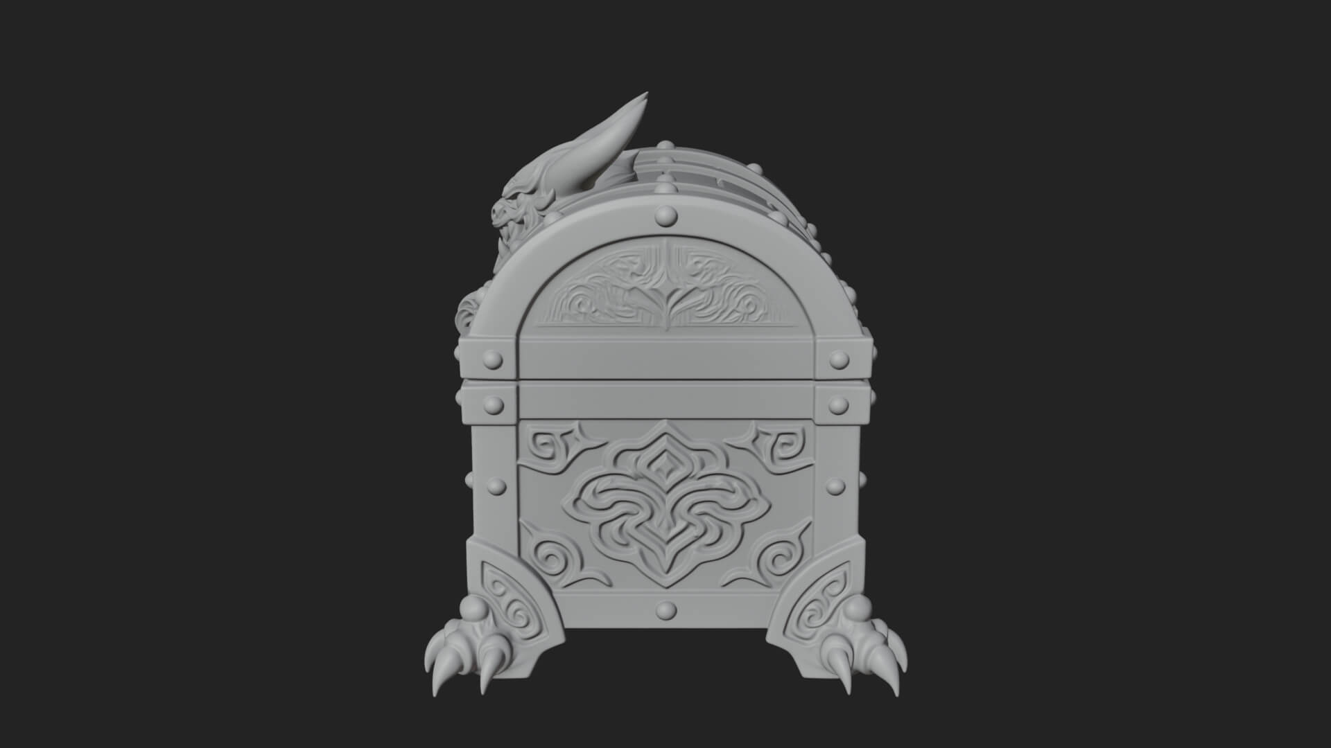 Horned Demon Treasure Chest Model Design 3 3D Print Model 3D Model