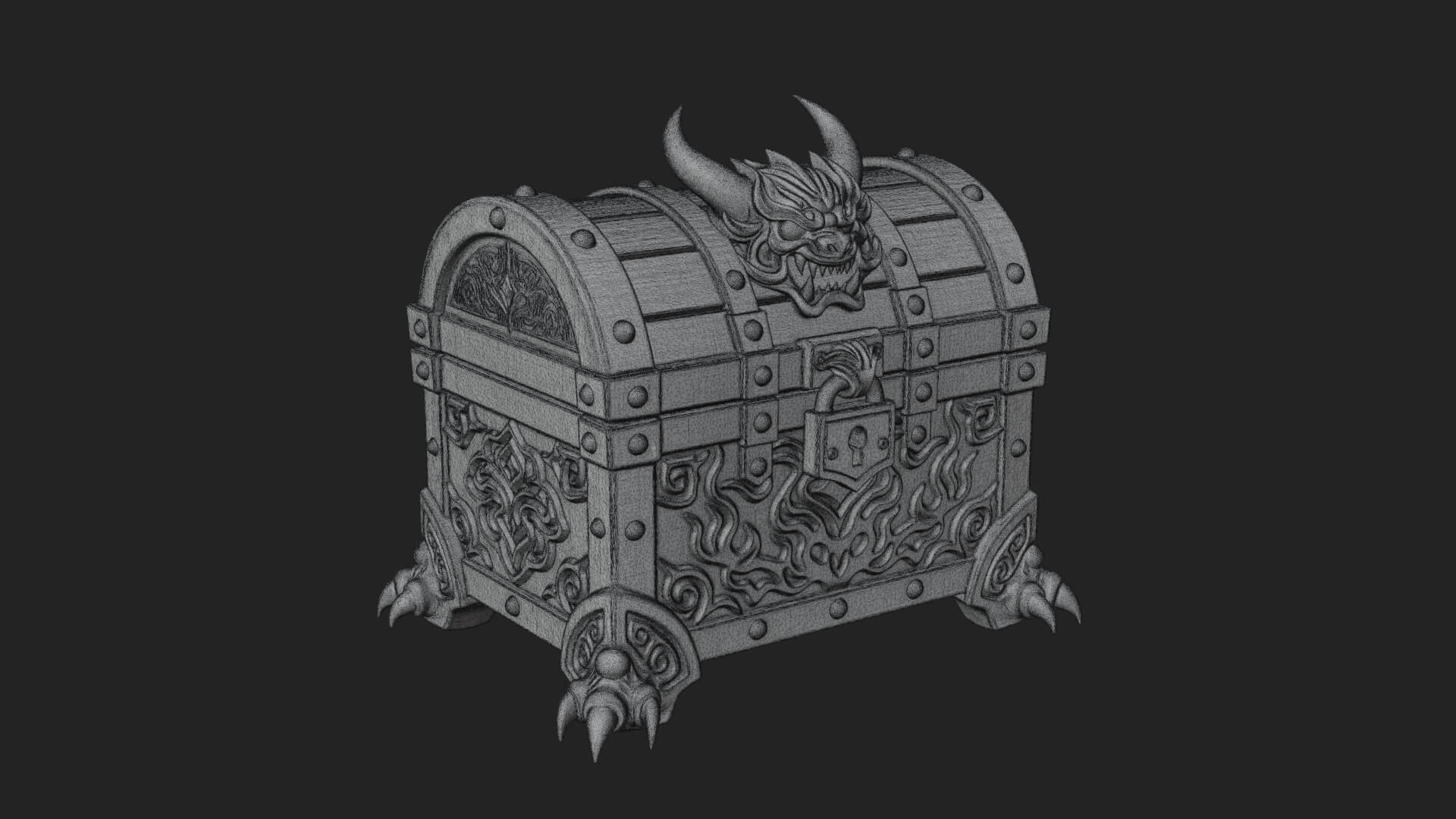 Horned Demon Treasure Chest Model Design 3 3D Print Model 3D Model