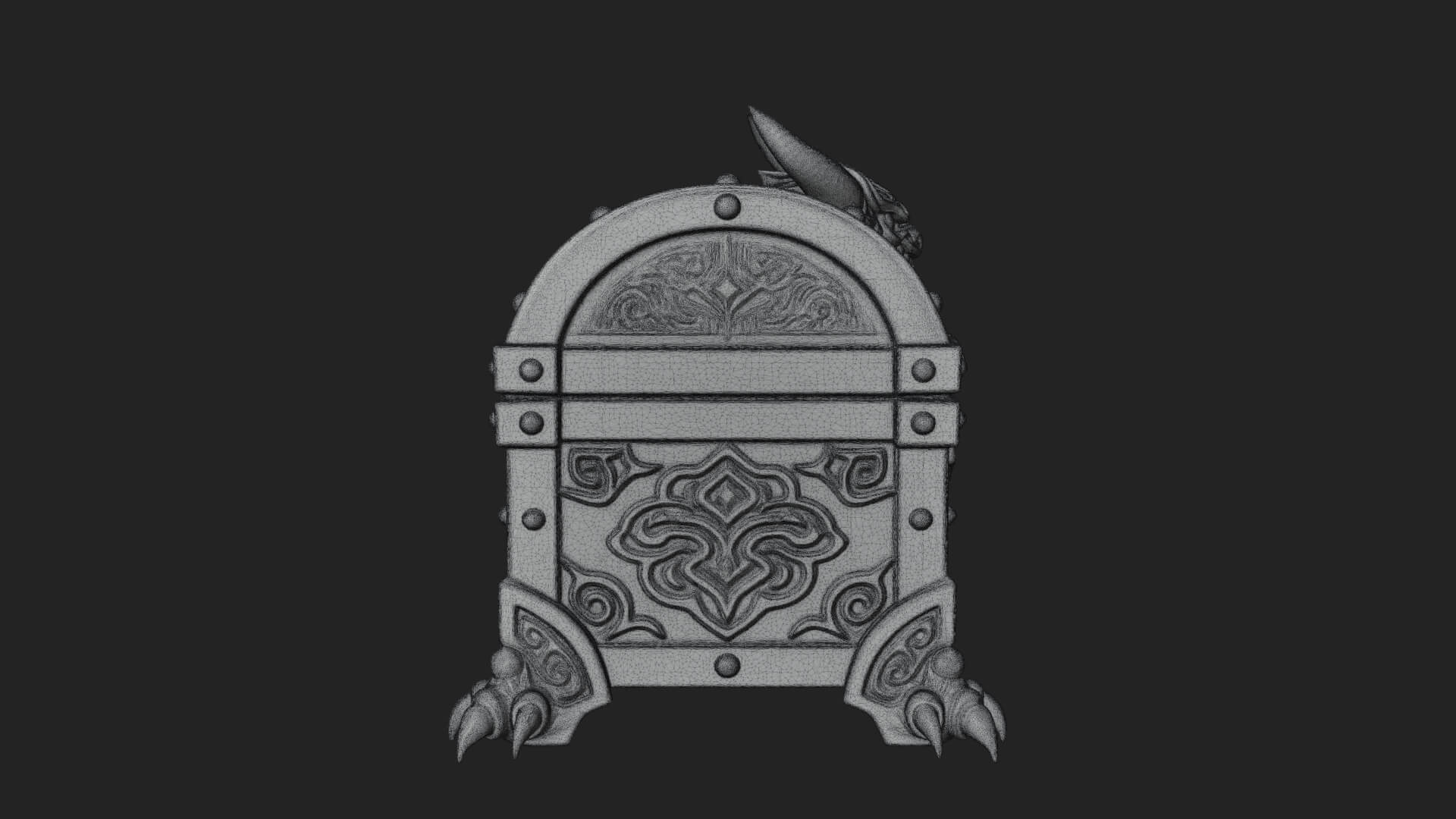Horned Demon Treasure Chest Model Design 3 3D Print Model 3D Model