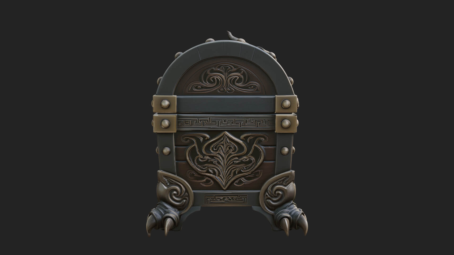 Horned Demon Treasure Chest Model Design 4 3D Print Model 3D Model