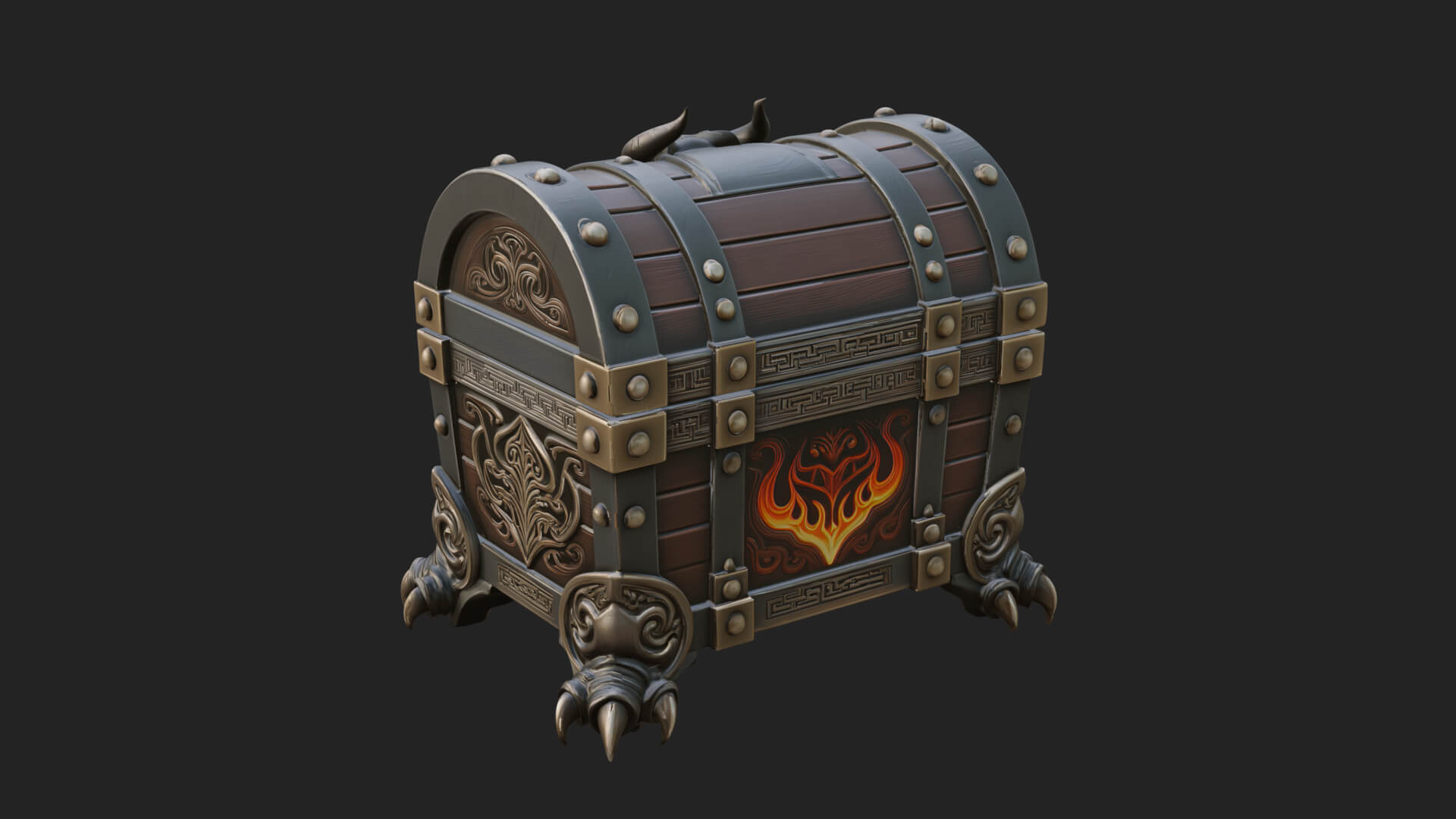Horned Demon Treasure Chest Model Design 4 3D Print Model 3D Model