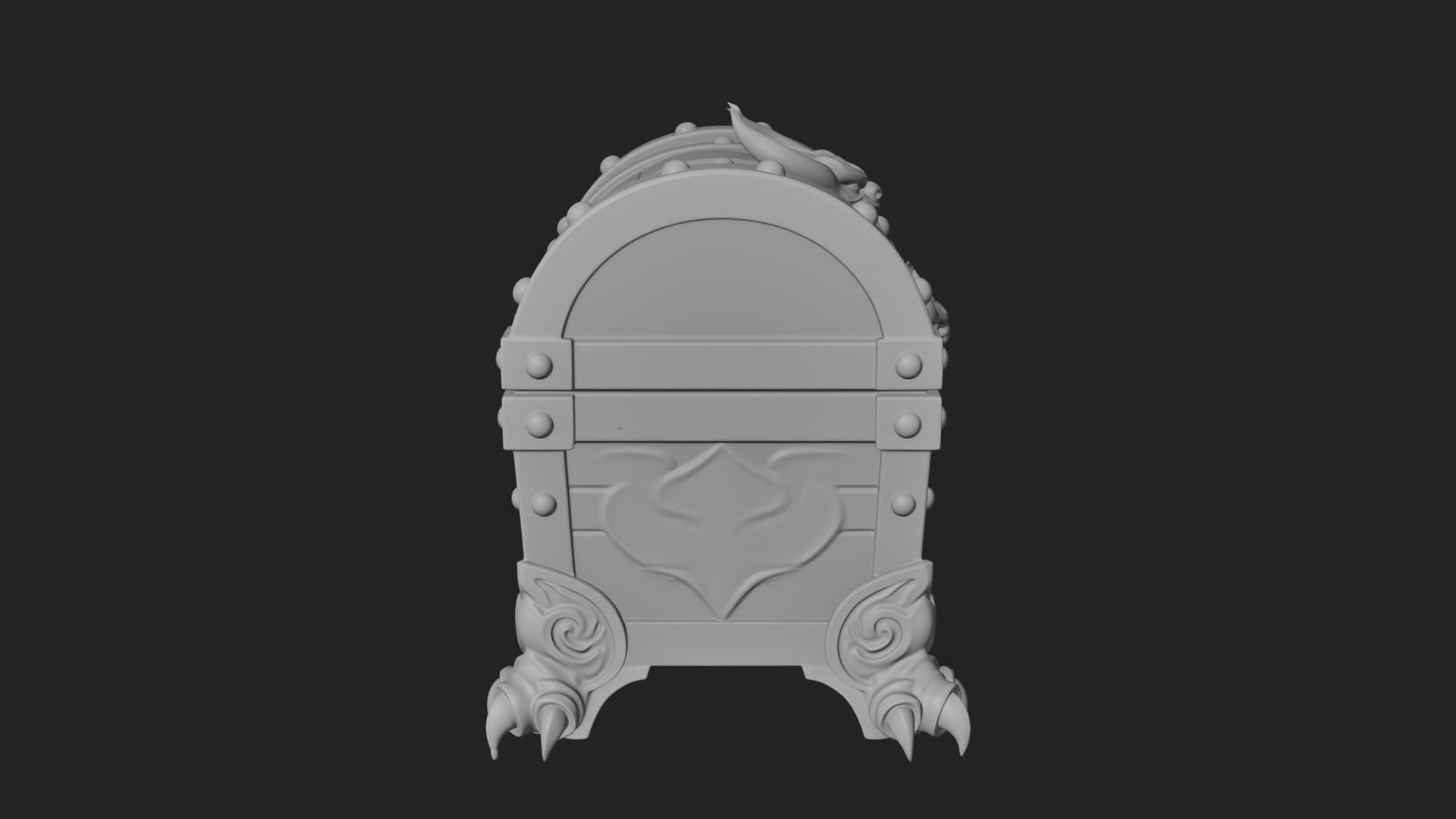 Horned Demon Treasure Chest Model Design 4 3D Print Model 3D Model