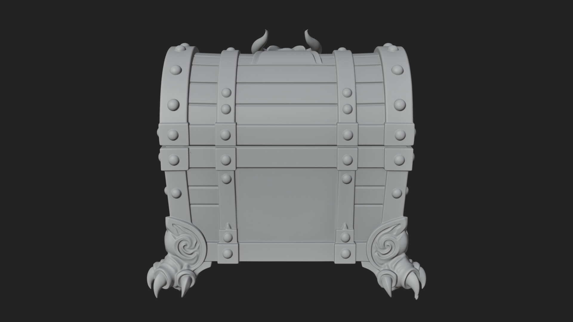 Horned Demon Treasure Chest Model Design 4 3D Print Model 3D Model