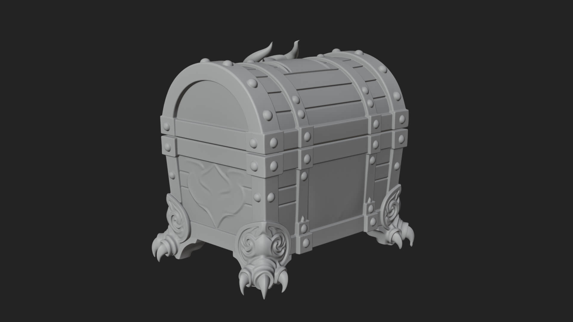 Horned Demon Treasure Chest Model Design 4 3D Print Model 3D Model