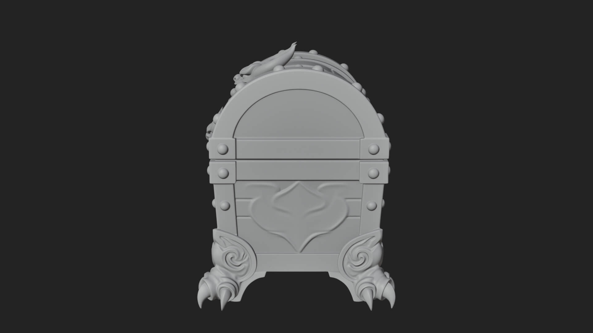 Horned Demon Treasure Chest Model Design 4 3D Print Model 3D Model