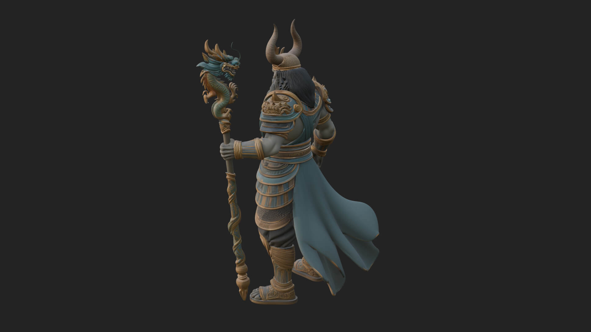 Horned Egyptian War God Statue Design 1 3D Print Model 3D Model