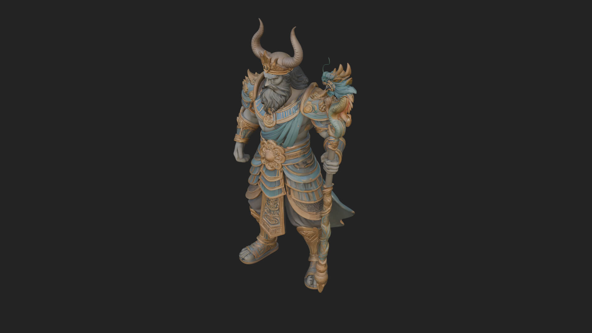 Horned Egyptian War God Statue Design 1 3D Print Model 3D Model