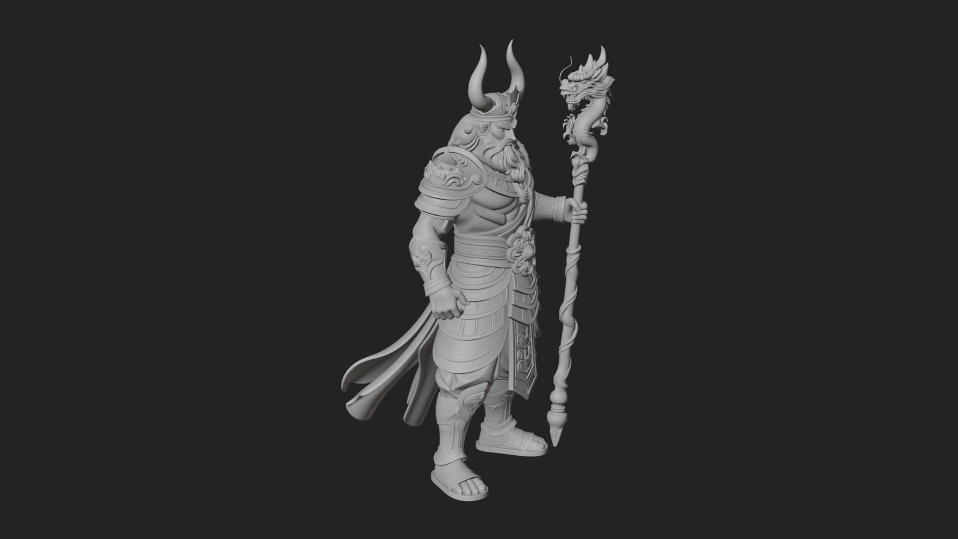 Horned Egyptian War God Statue Design 1 3D Print Model 3D Model