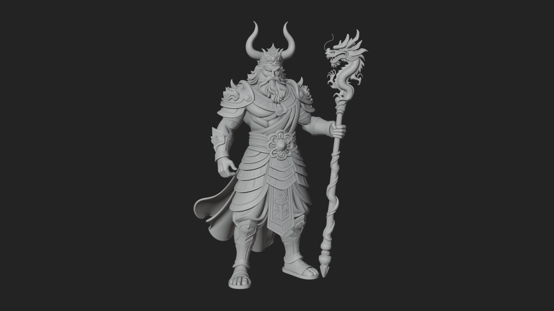 Horned Egyptian War God Statue Design 1 3D Print Model 3D Model