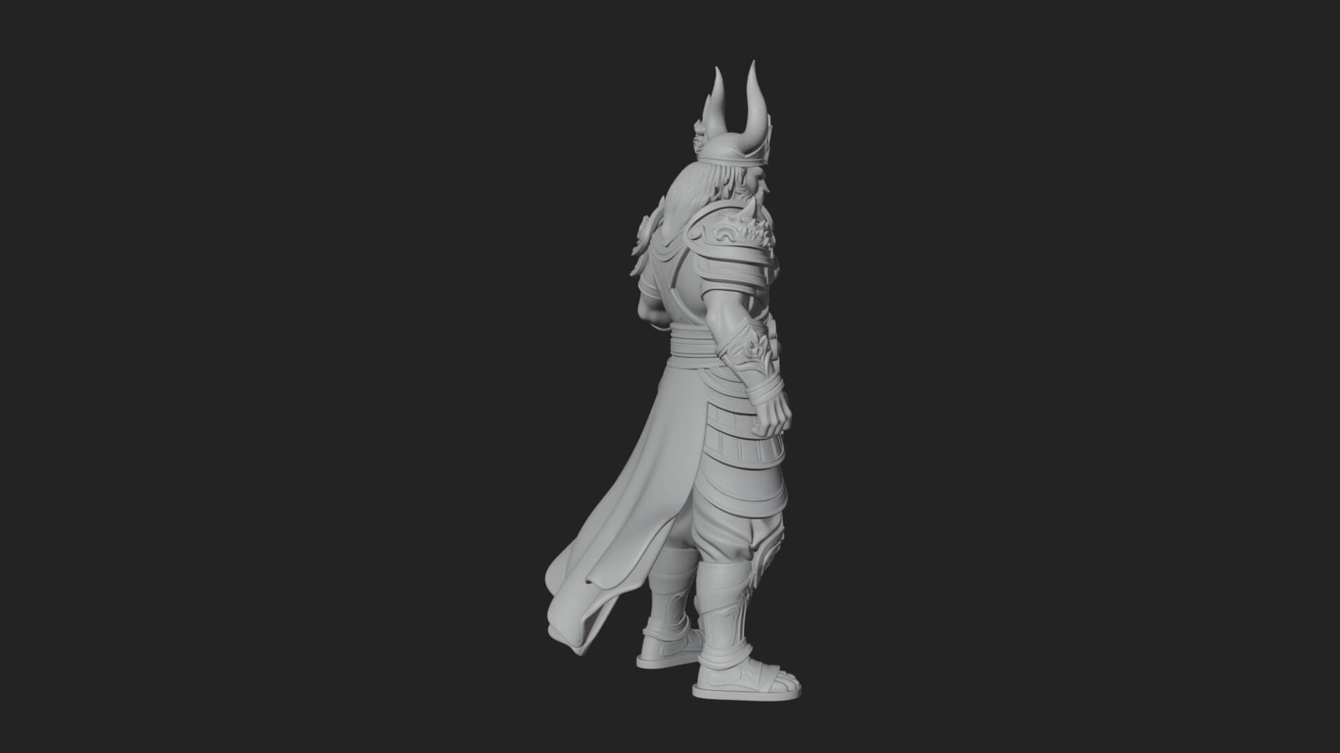 Horned Egyptian War God Statue Design 1 3D Print Model 3D Model