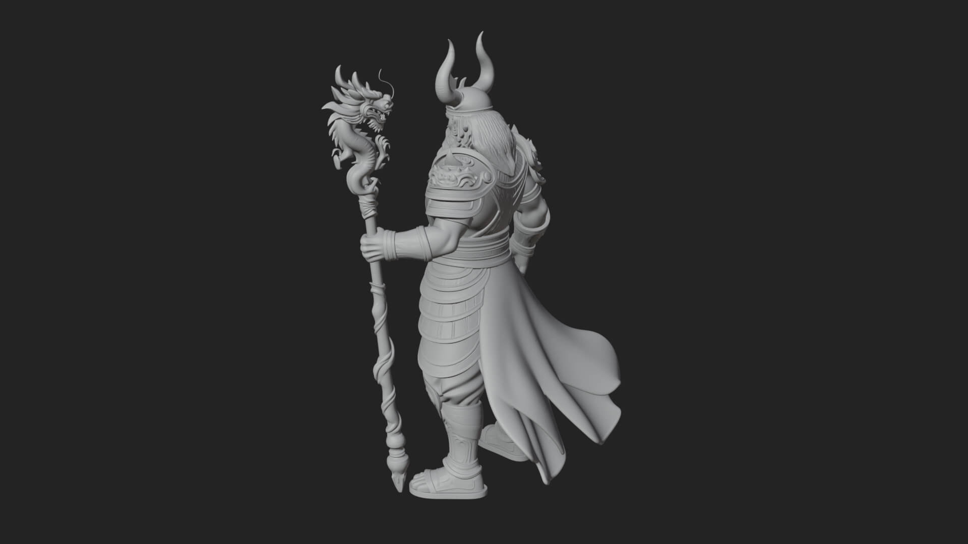 Horned Egyptian War God Statue Design 1 3D Print Model 3D Model