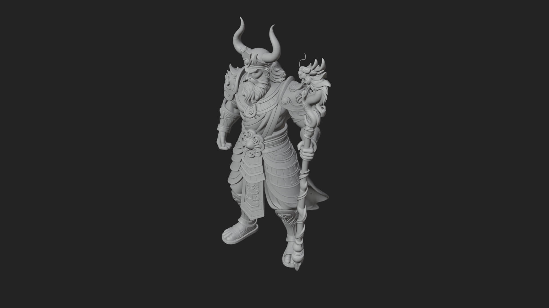 Horned Egyptian War God Statue Design 1 3D Print Model 3D Model