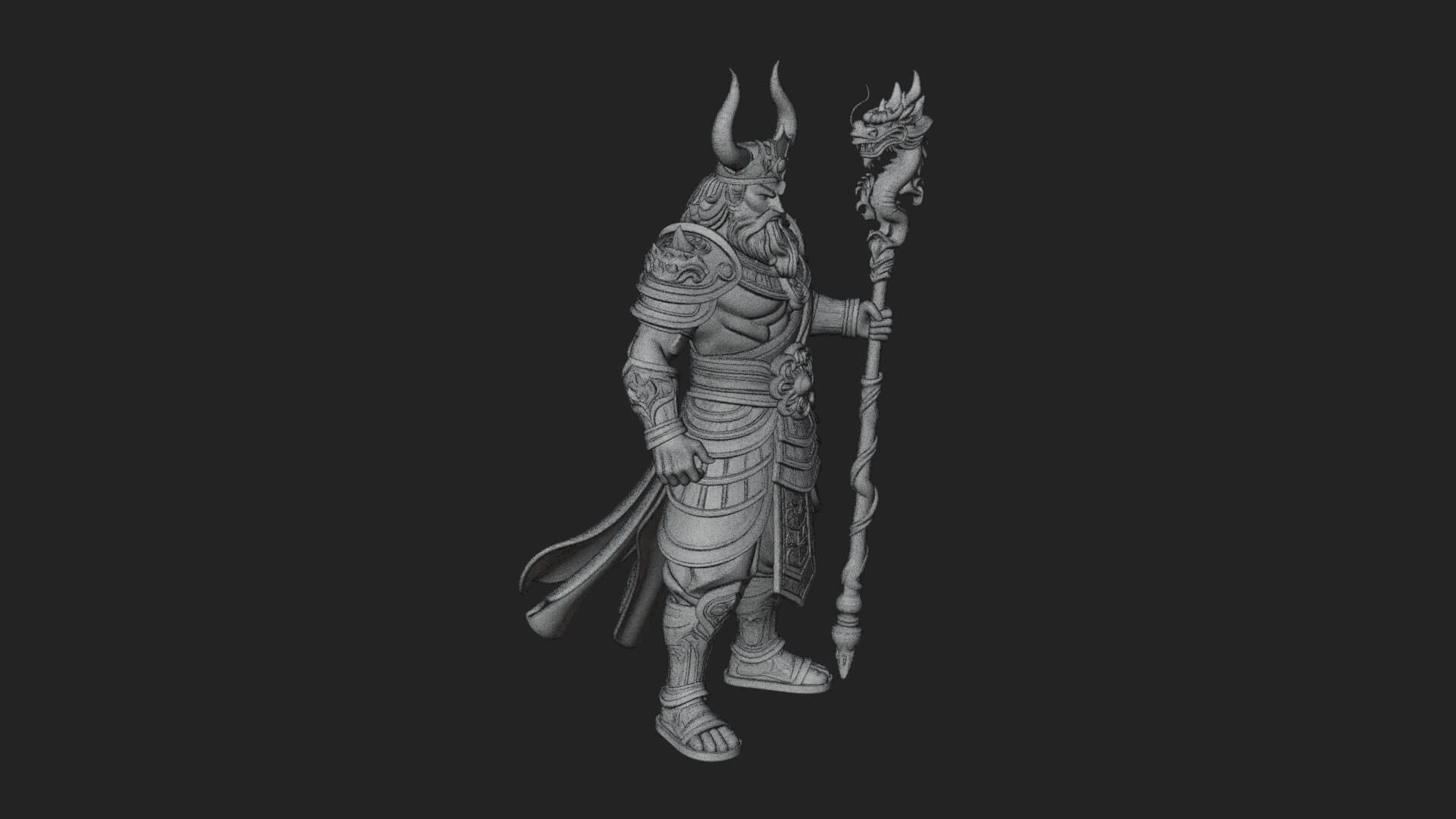 Horned Egyptian War God Statue Design 1 3D Print Model 3D Model