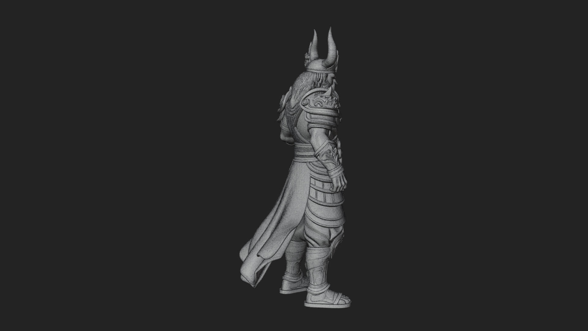 Horned Egyptian War God Statue Design 1 3D Print Model 3D Model