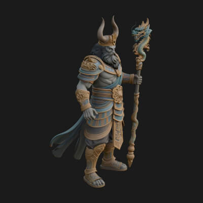 Horned Egyptian War God Statue Design 1 3D Print Model