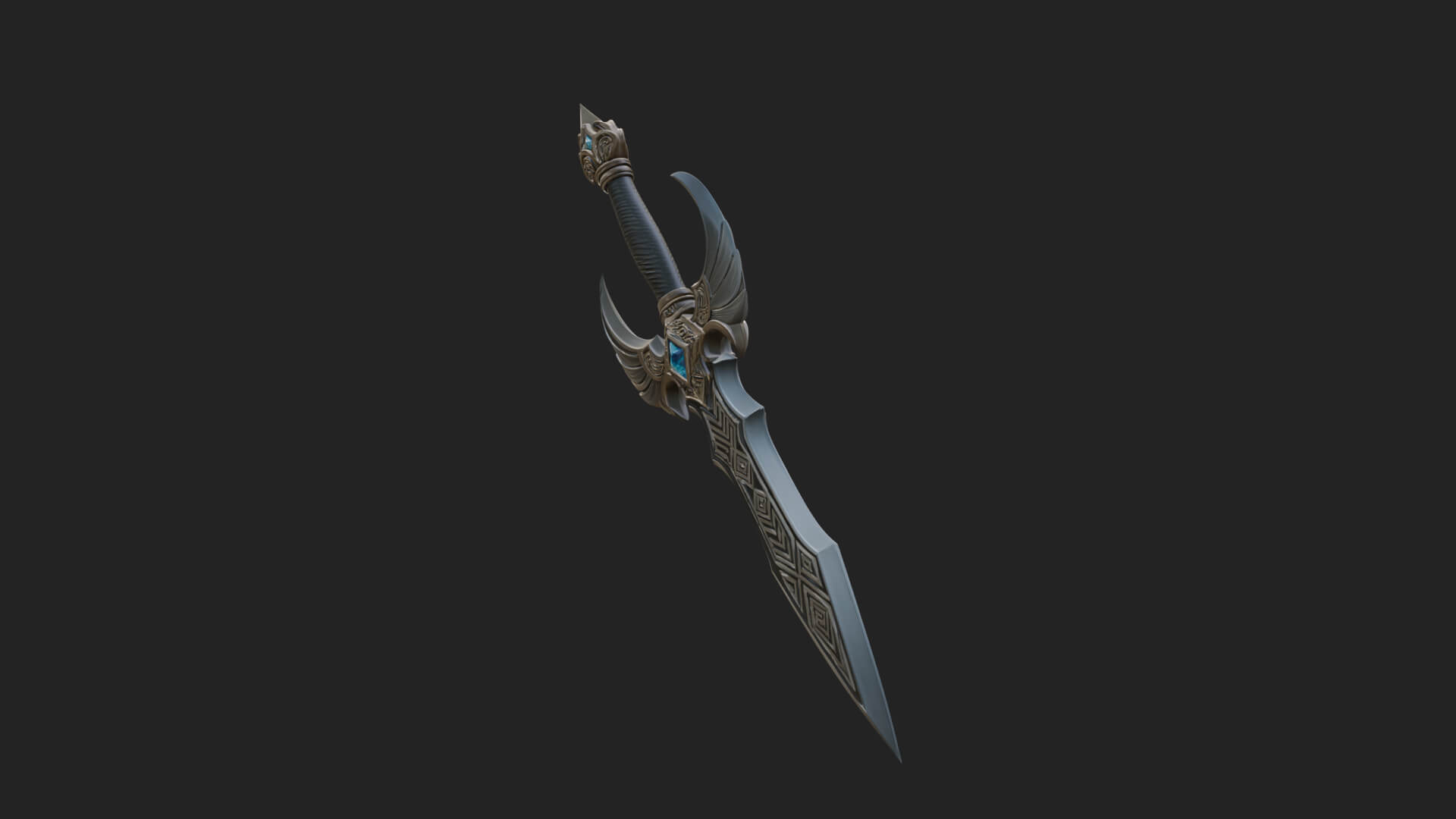Horned Guard Gem Sword Model Design 1 3D Print Model 3D Model