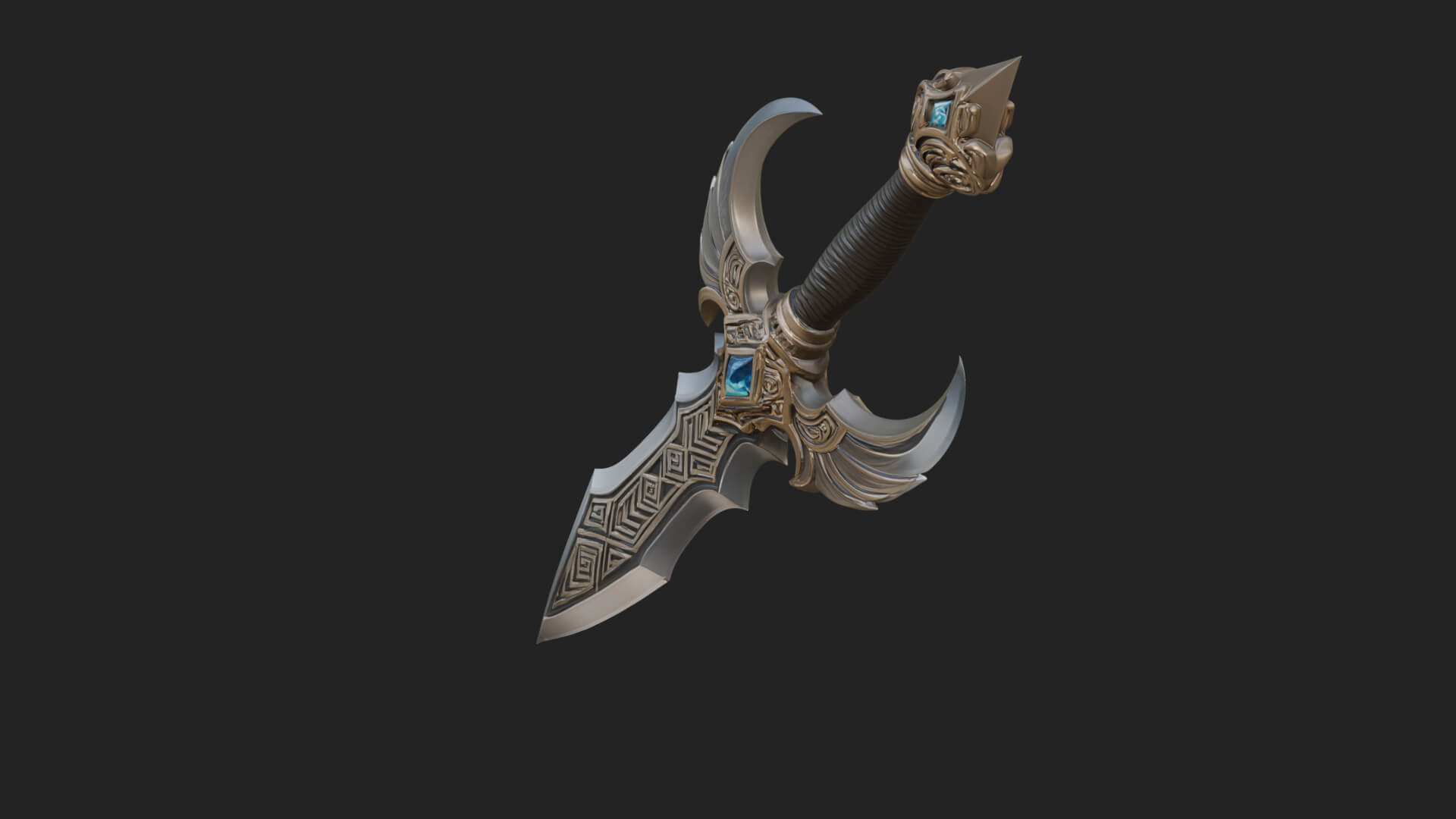 Horned Guard Gem Sword Model Design 1 3D Print Model 3D Model